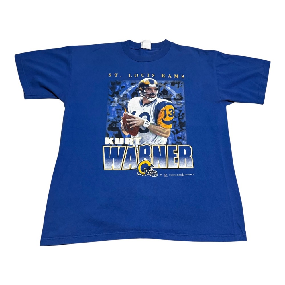 Vintage 1999 Sport Attack St. Louis Rams Kurt Warner Blue Shirt Men's‎ XL